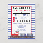 All Aboard 5th Birthday Express Choo Choo Train Uitnodiging Briefkaart (Voorkant)