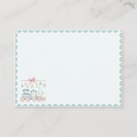 All Aboard Baby Train Diaper Raffle Baby Shower Informatiekaartje (Achterkant)