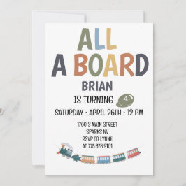 All Aboard Childs Birthday Invitation Kaart
