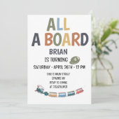 All Aboard Childs Birthday Invitation Kaart (Staand voorkant)