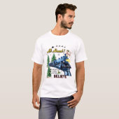 All Aboard Christmas Train – Believe Holiday Steam T-shirt (Voorkant volledig)