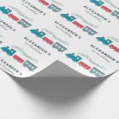 All Aboard Steam Train Blue Boy Birthday Cadeaupapier (Hoek)