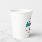 All Aboard Steam Train Blue Boy Birthday Papieren Bekers (Rechts)