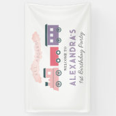 All Aboard Steam Train Pink Girl Birthday Banner (Verticaal)