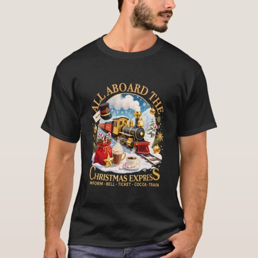 All Aboard The Christmas Express Believe Train Art T-shirt (Voorkant)