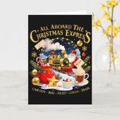 All Aboard The Christmas Express Train Santa Holid Kaart (Gele Bloem)