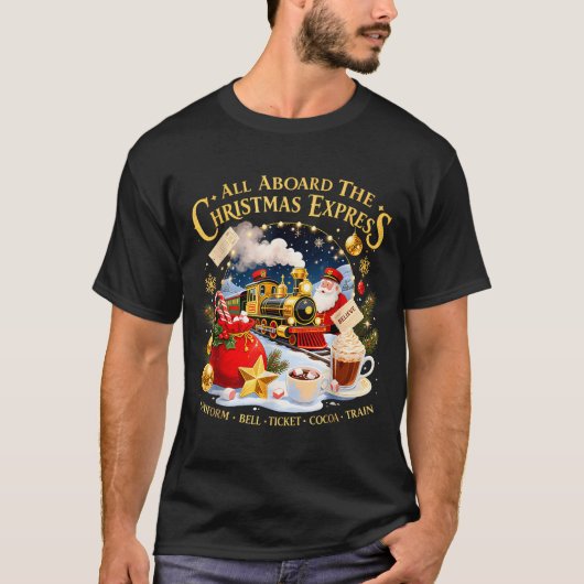 All Aboard The Christmas Express Train Santa Holid T-shirt (Voorkant)