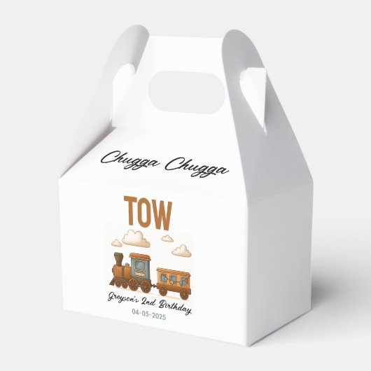 All Aboard  Train 2e verjaardagsfeest Bedankdoosjes (Voorkant Zijde)