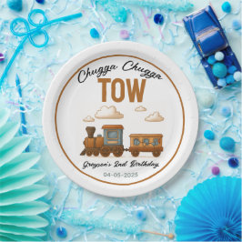 All Aboard  Train 2e verjaardagsfeest Papieren Bordje