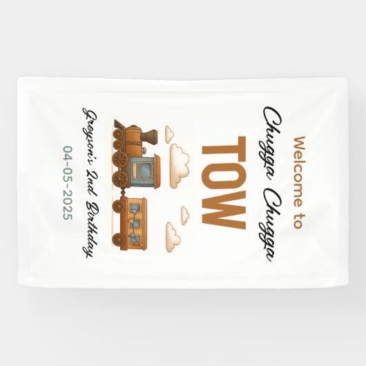 All Aboard  Train 2e verjaardagsfeest Spandoek (Horizontaal)