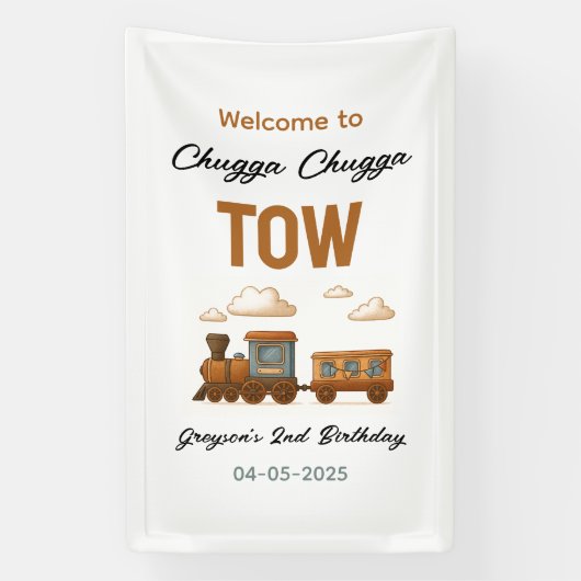 All Aboard  Train 2e verjaardagsfeest Spandoek (Verticaal)