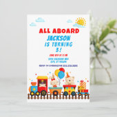 All Aboard Train Party, Schattigee treinuitnodigin Kaart (Staand voorkant)
