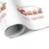 All Aboard Train Watercolor Santa Party Express Cadeaupapier (Rol Hoek)