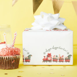 All Aboard Trein Waterverf Santa Party Express Cadeaupapier