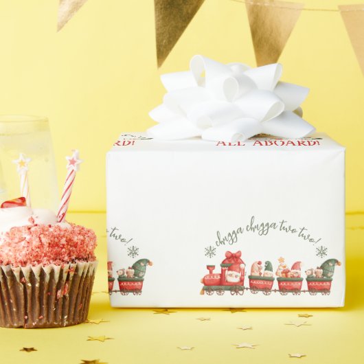 All Aboard Trein Waterverf Santa Party Express Cadeaupapier (Verjaardagsfeest)
