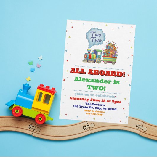 All Aboard Two Two Train 2nd Birthday Kaart