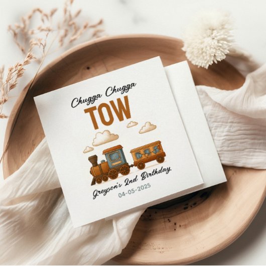 All Aboard Vintage Train 2nd Birthday party Servet