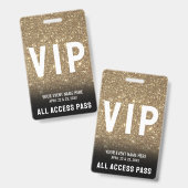 All Access Black Gold Glitter VIP-pas Badge (Voor- en achterkant)