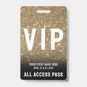 All Access Black Gold Glitter VIP-pas Badge (Voorzijde)