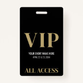 All Access Elegant Black Gold Event VIP Badge (Voorkant)