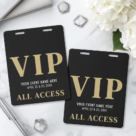 All Access Elegante Zwarte Gouden Event VIP Badge