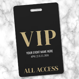 All Access Elegante Zwarte Gouden Event VIP Badge