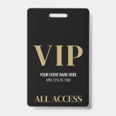 All Access Elegante Zwarte Gouden Event VIP Badge (Achterkant)