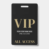 All Access Elegante Zwarte Gouden Event VIP Badge (Voorzijde)