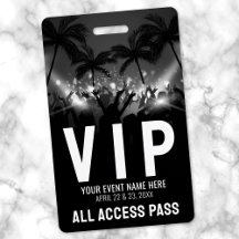 All Access Pas Zwart Wit Evenement VIP
