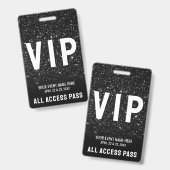 All Access Pas Zwart Wit Evenement VIP Badge (Voor- en achterkant)