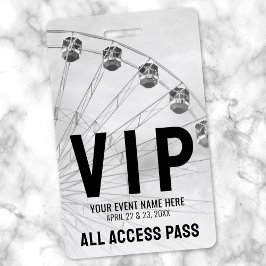 All Access Pass Festival Zwart Wit VIP Badge