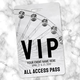 All Access Pass Festival Zwart Wit VIP Badge