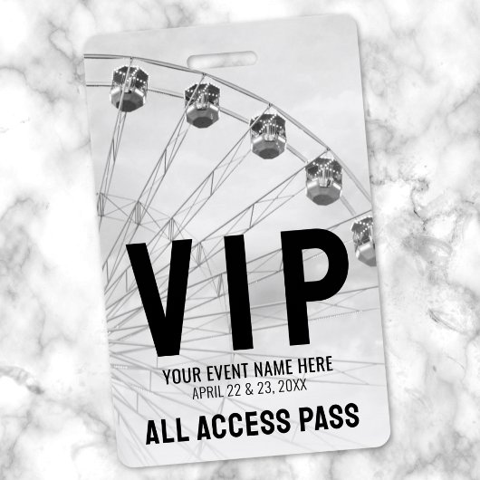 All Access Pass Festival Zwart Wit VIP Badge