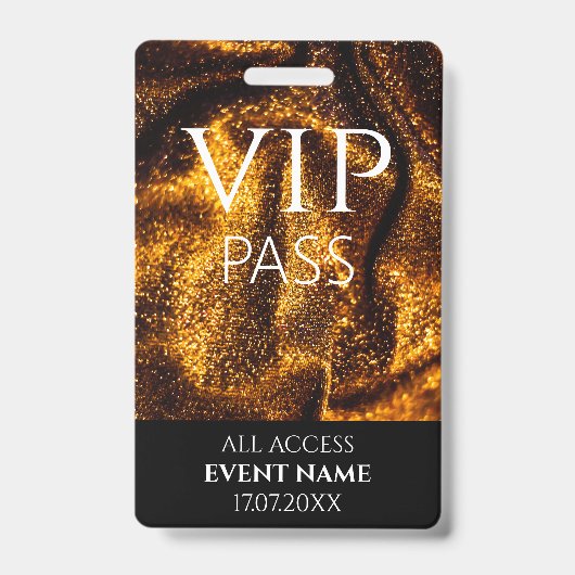 All Access Pass gouden vip evenement id badge (Voorzijde)