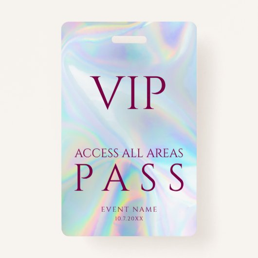 All Access Pass Holographic VIP Festival Custom Badge (Voorkant)