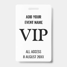 All Access Pass VIP Muziekfestival Zwart Wit Badge