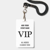 All Access Pass VIP Muziekfestival Zwart Wit Badge (Voorzijde met lanyard)