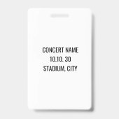 All Access Pass VIP Muziekfestival Zwart Wit Badge (Achterkant)