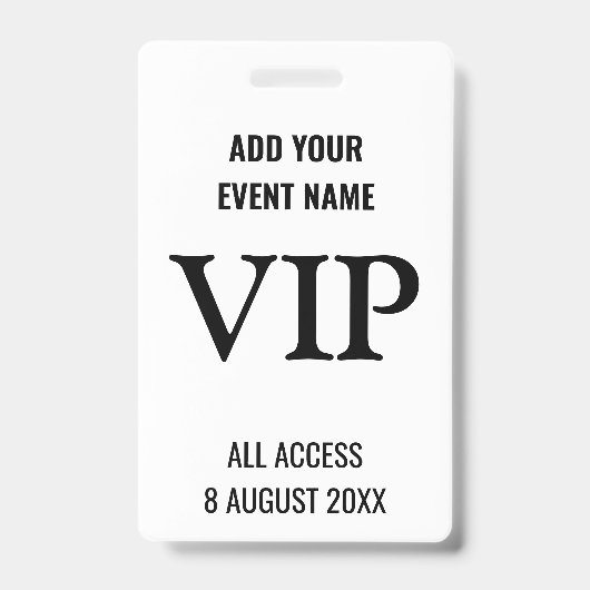 All Access Pass VIP Muziekfestival Zwart Wit Badge (Voorzijde)