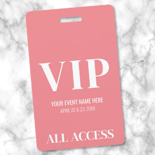 All Access Roze VIP Pas Evenement Badge