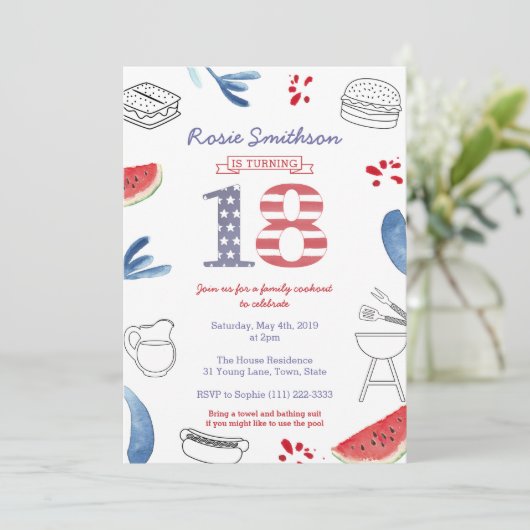 All-American 18th Birthday Party, 4th Juli Partij Kaart (Staand voorkant)