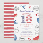 All-American 18th Birthday Party, 4th Juli Partij Kaart (Voorkant / Achterkant)