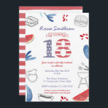 All-American 18th Birthday Party, 4th Juli Partij Kaart<br><div class="desc">Red White Blue 18th Birthday-uitnodiging voor een gezinsvriendelijke buitenshuis cookies of picnic party</div>