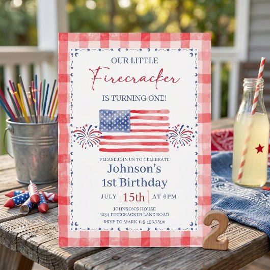 All American 1st Birthday Invitation Kaart