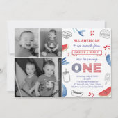 All-American 1st Birthday Party for Twins Kaart (Voorkant)