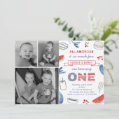 All-American 1st Birthday Party for Twins Kaart (Staand voorkant)