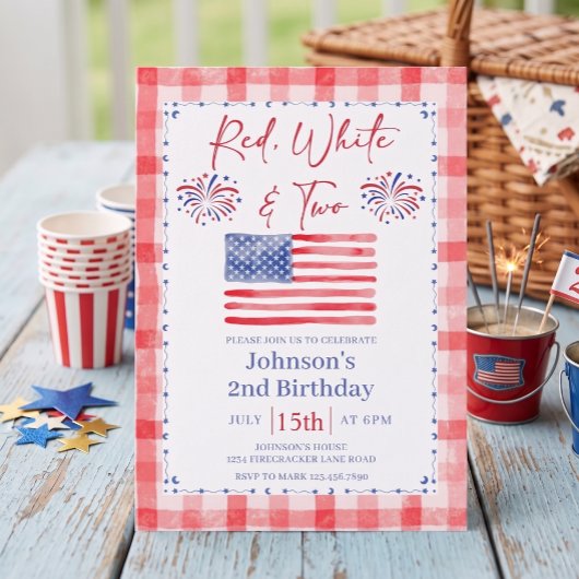 All American 2nd Birthday Invitation Kaart