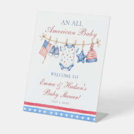 All American 4 juli babyshower welkom Reclamebord Met Voetstuk