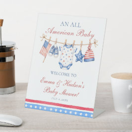 All American 4 juli babyshower welkom Reclamebord Met Voetstuk