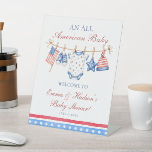 All American 4 juli babyshower welkom Reclamebord Met Voetstuk